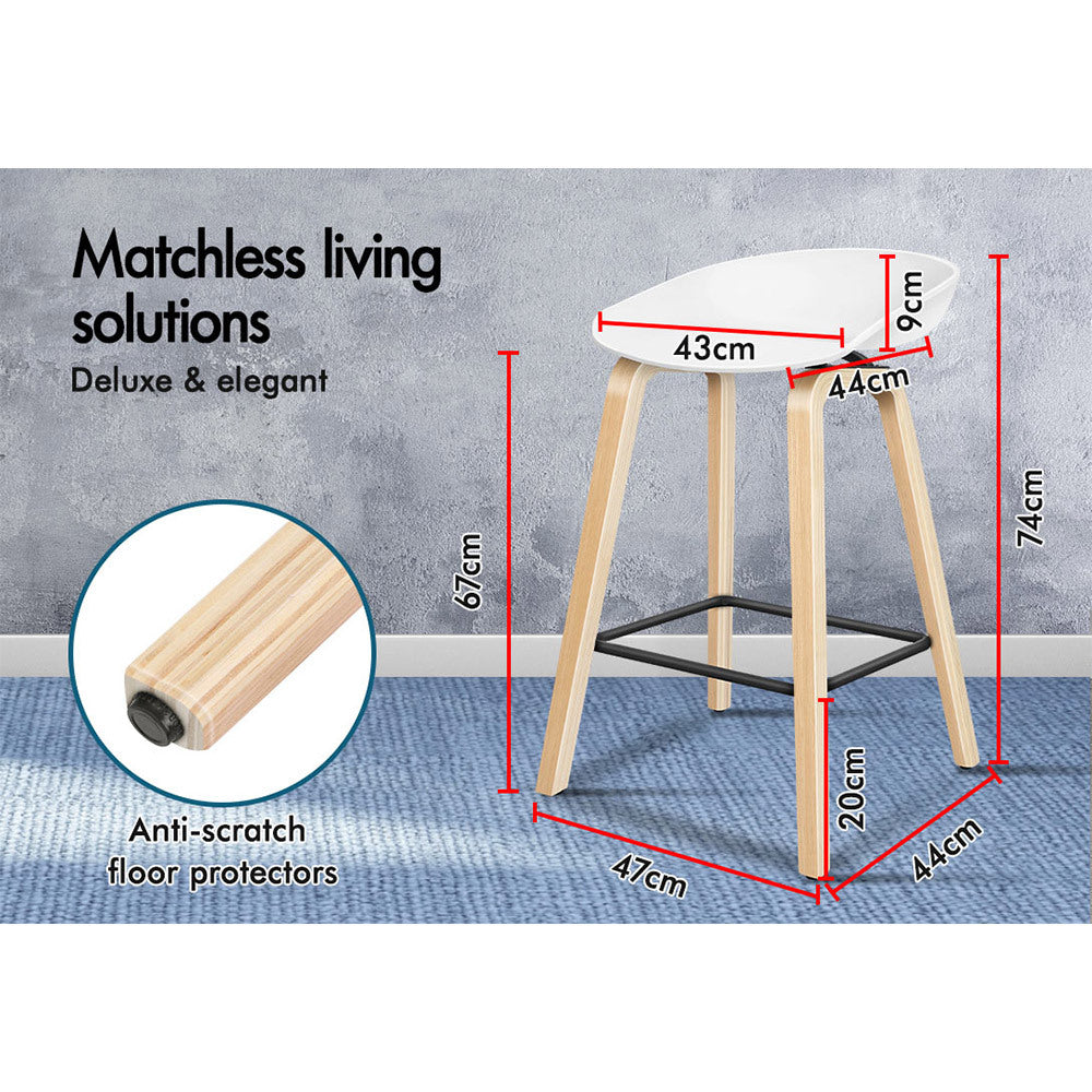 ALFORDSON 2x Kitchen Bar Stools Bar Stool Counter Wooden Chairs White Wade