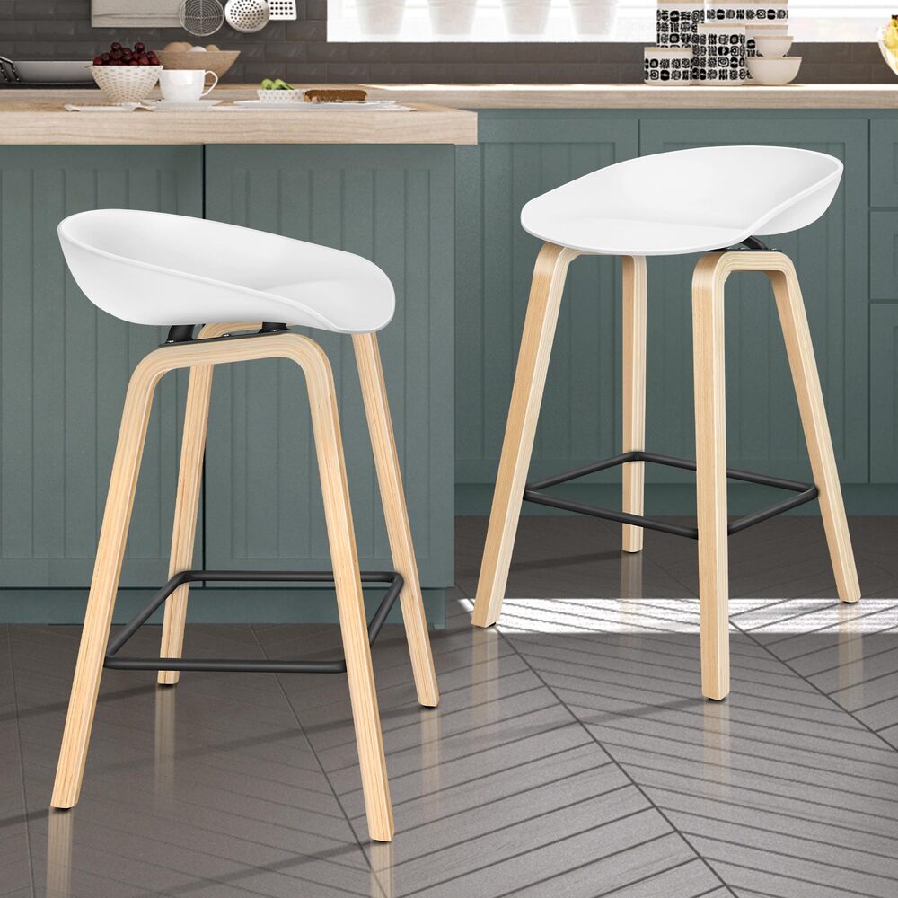 ALFORDSON 2x Kitchen Bar Stools Bar Stool Counter Wooden Chairs White Wade