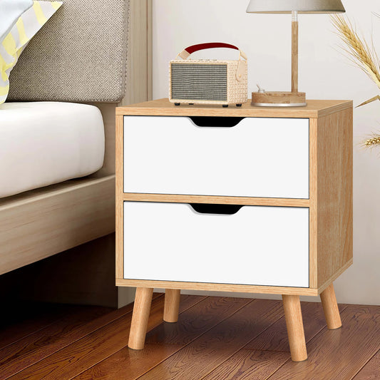 ALFORDSON Bedside Table Nightstand Side Table 2 Drawers Oak