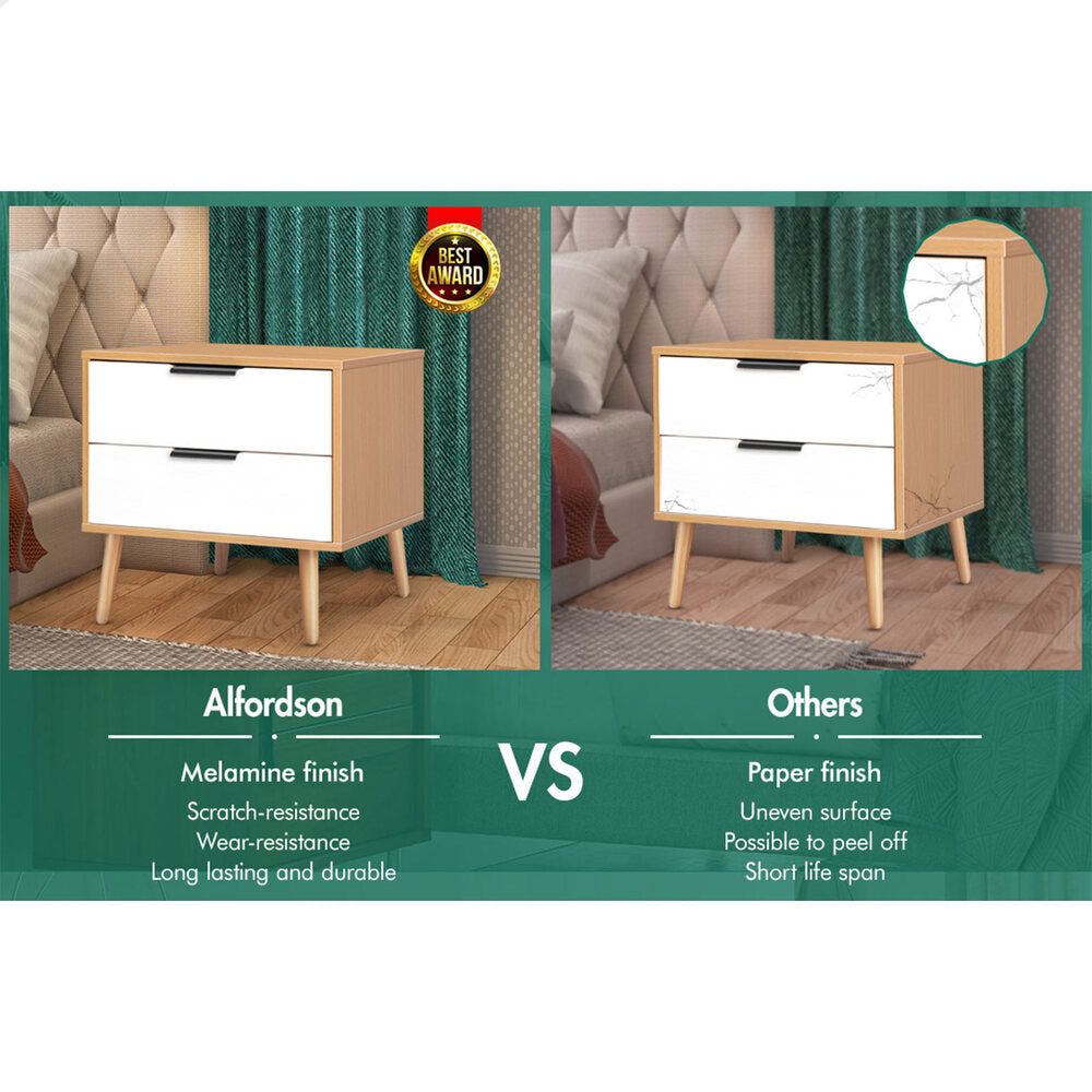 ALFORDSON Bedside Table Nightstand Side Storage Cabinet Scandinavian White