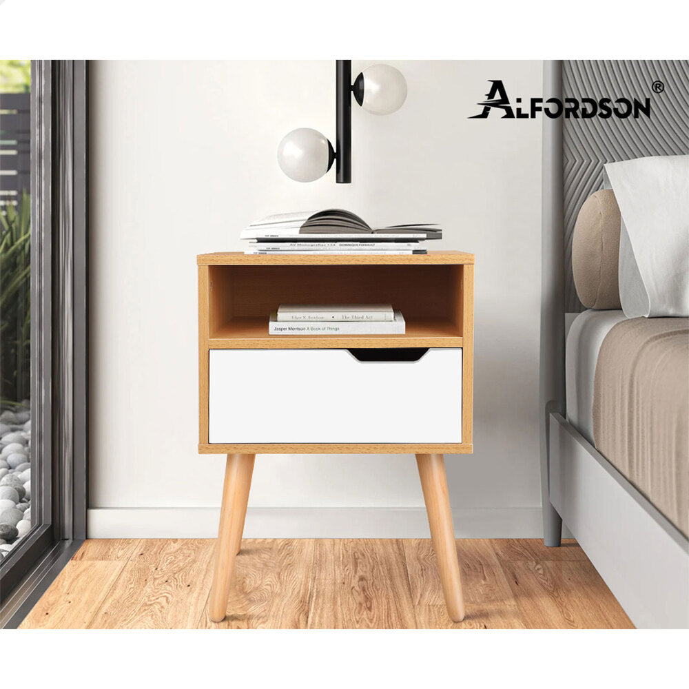 ALFORDSON Bedside Table Nightstand Side Storage Cabinet Scandinavian White