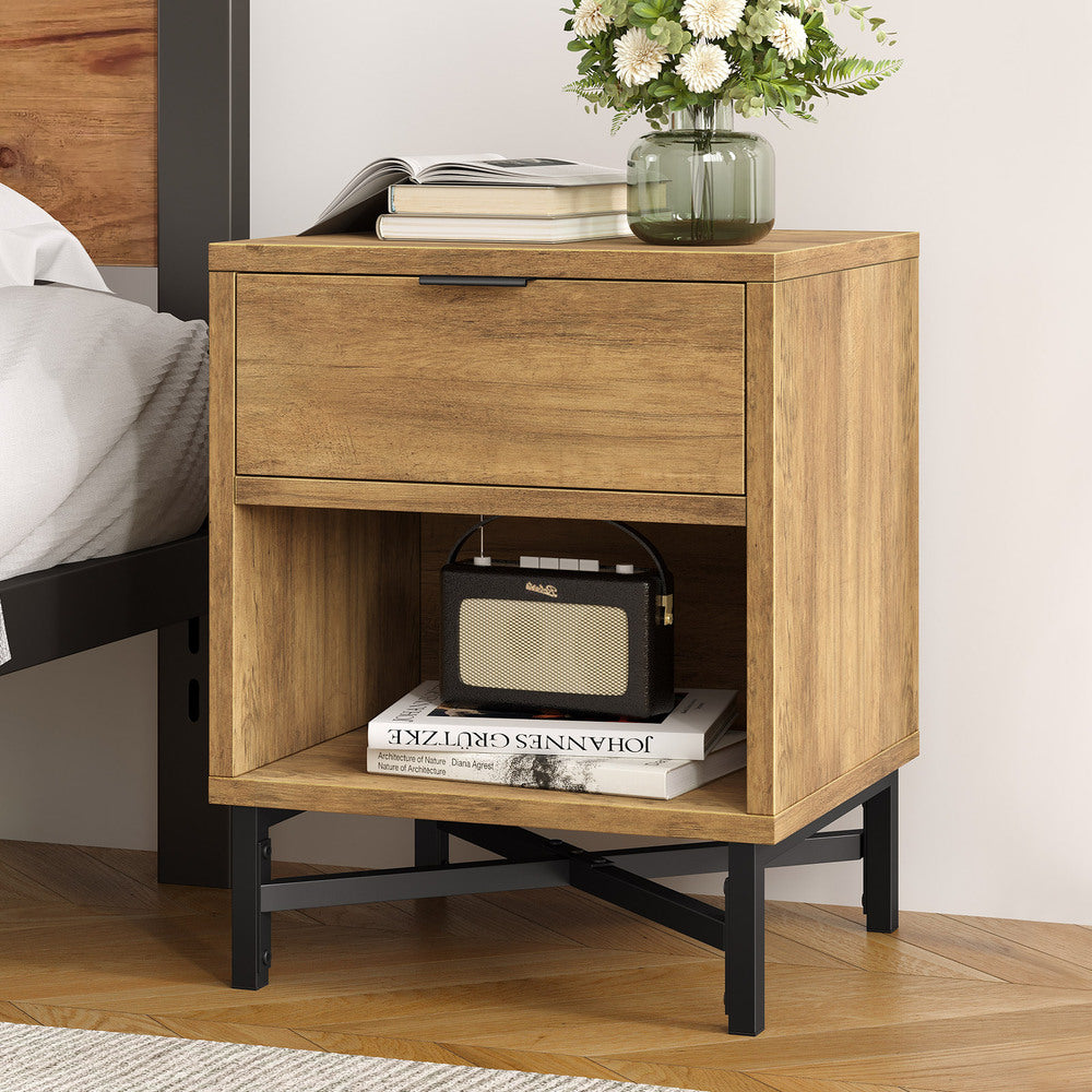 ALFORDSON Bedside Table Retro Nightstand Side Cabinet Brown