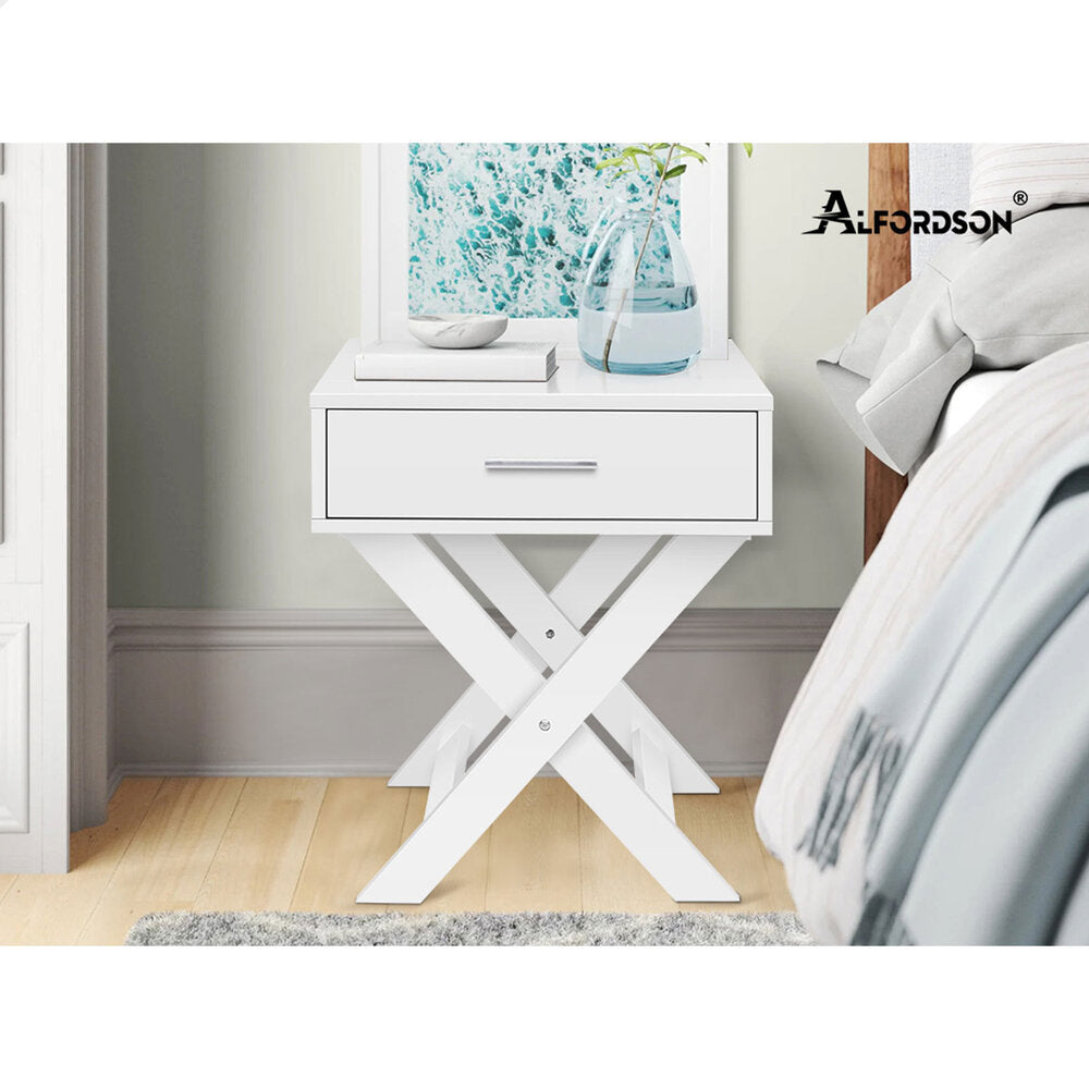 ALFORDSON Bedside Table Nightstand Side Storage Cabinet French Country White