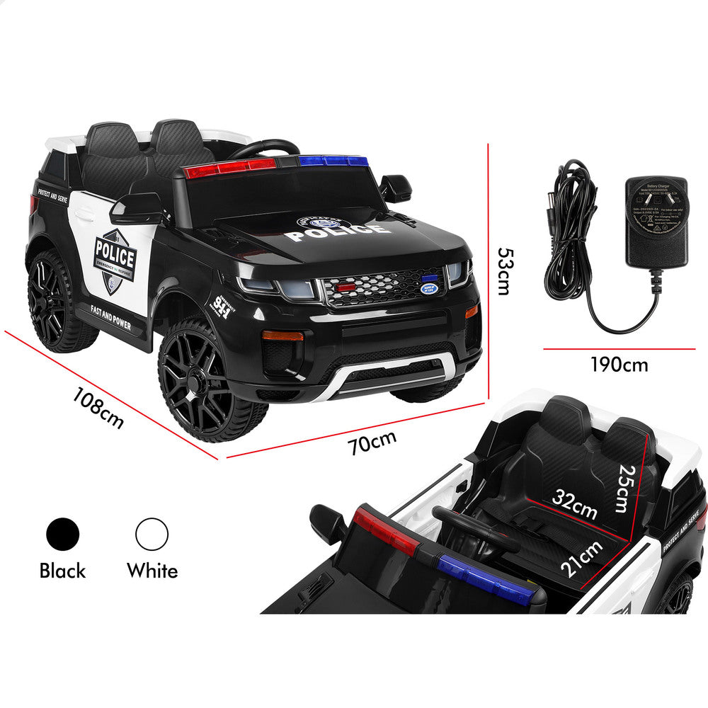 ALFORDSON Kids Police Ride On Car 12V Electric Toy Patrol Remote Control Black