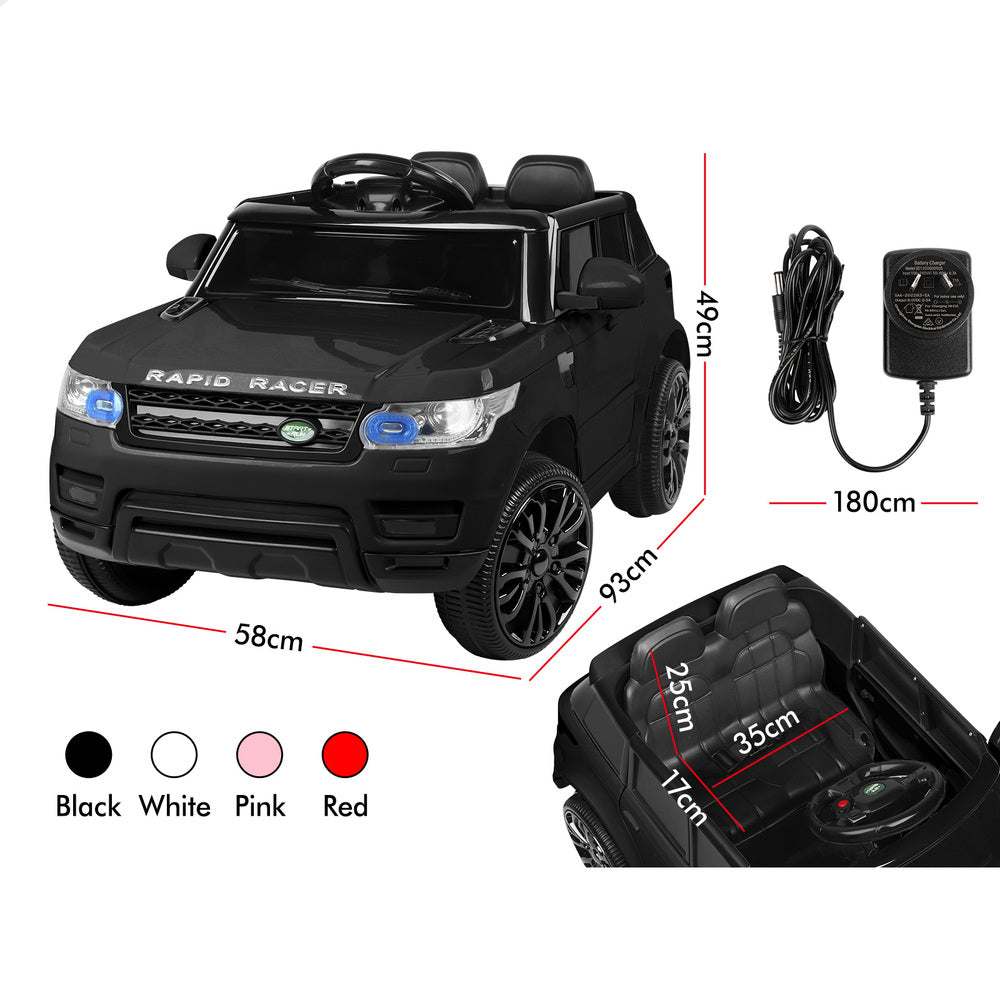 ALFORDSON Kids Ride On Car 12V Eletric Motor Remote Car Toy MP3 LED Light Black