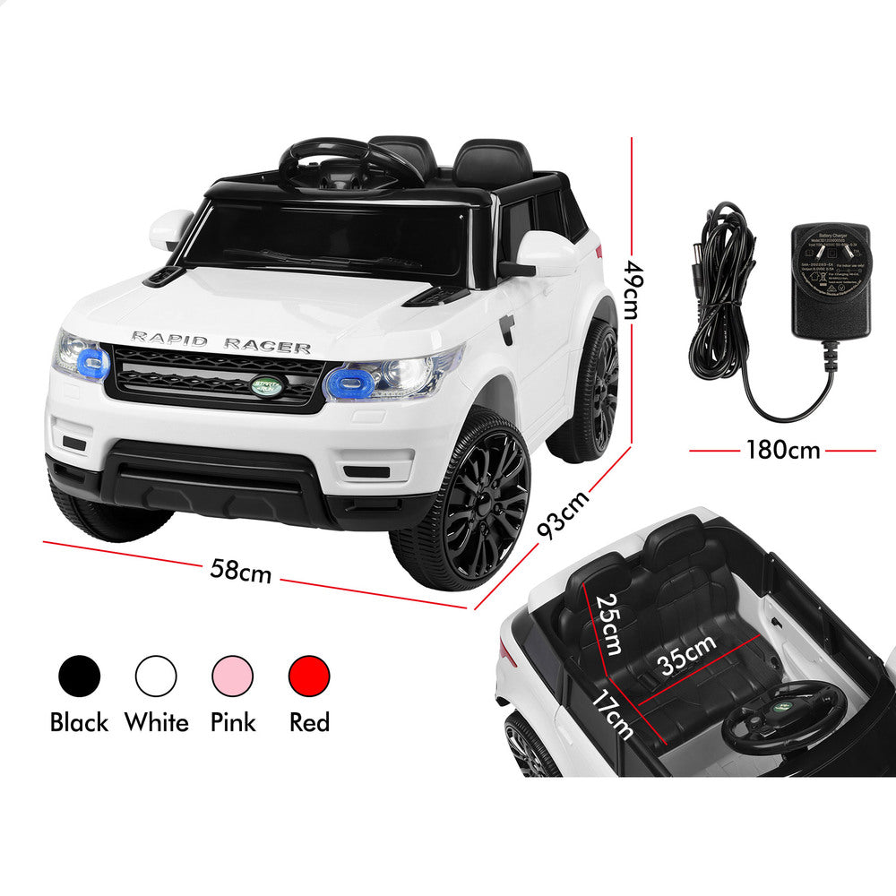 ALFORDSON Kids Ride On Car 12V Eletric Motor Remote Car Toy MP3 LED Light White