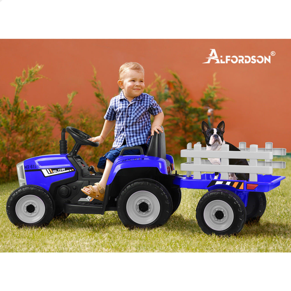 ALFORDSON Kids Ride On Car Tractor 12V Electric Toy Vehicle Child Toddlers Blue