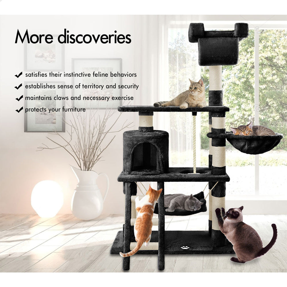 BEASTIE Cat Tree Scratching Post Scratcher Tower Condo House Furniture Wood 140