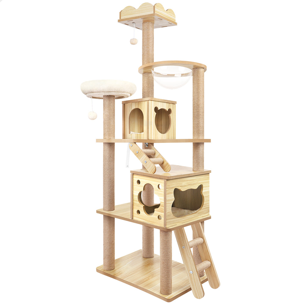 BEASTIE Cat Tree Tower Scratching Post Wood Scratcher Condo House Bed 190cm