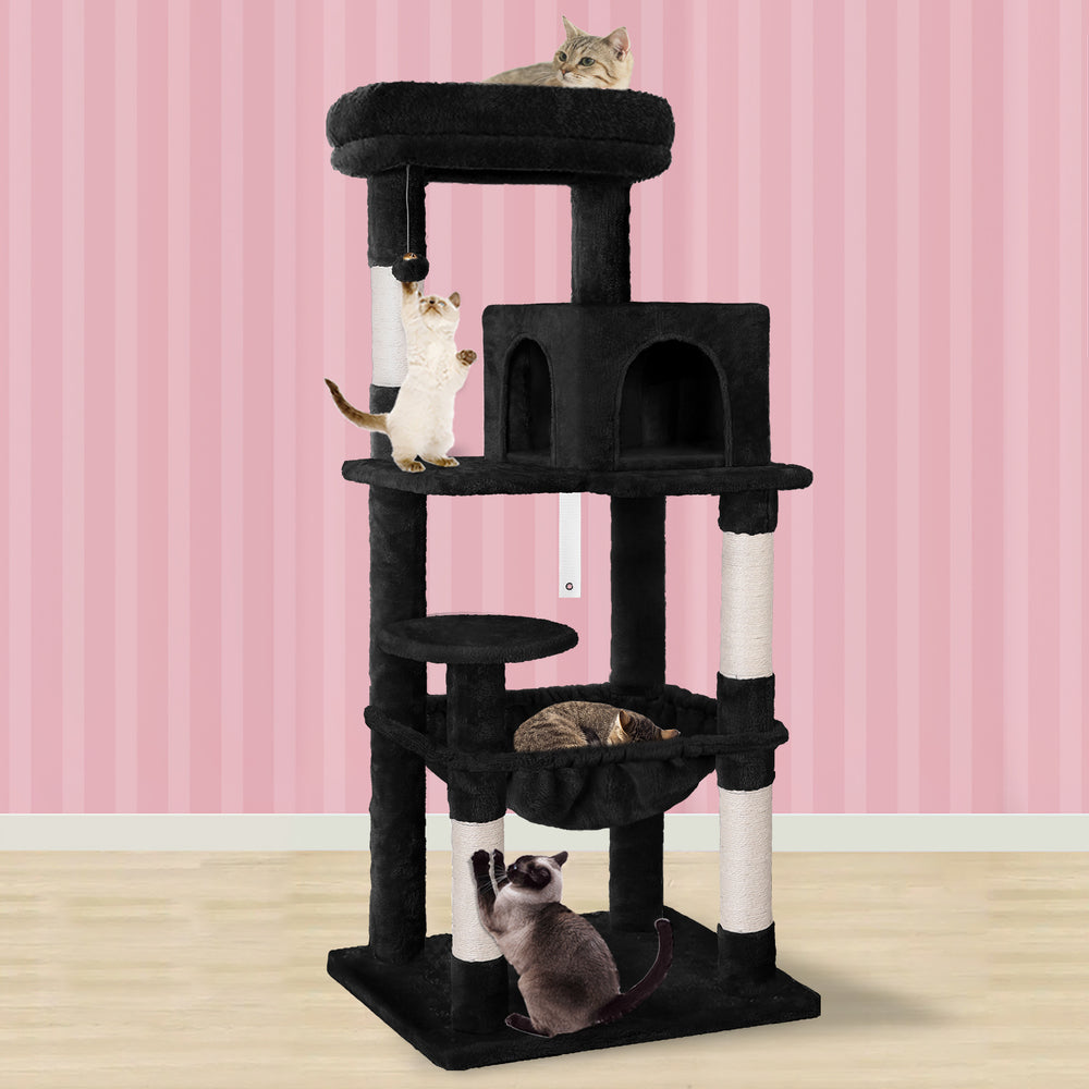 BEASTIE Cat Tree Scratching Post Scratcher Tower Condo House Furniture Wood 143 Black