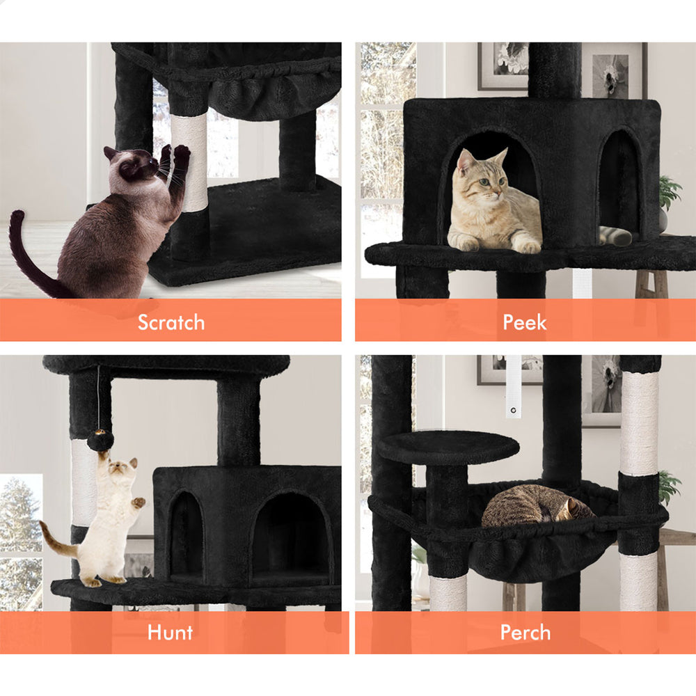 BEASTIE Cat Tree Scratching Post Scratcher Tower Condo House Furniture Wood 143 Black