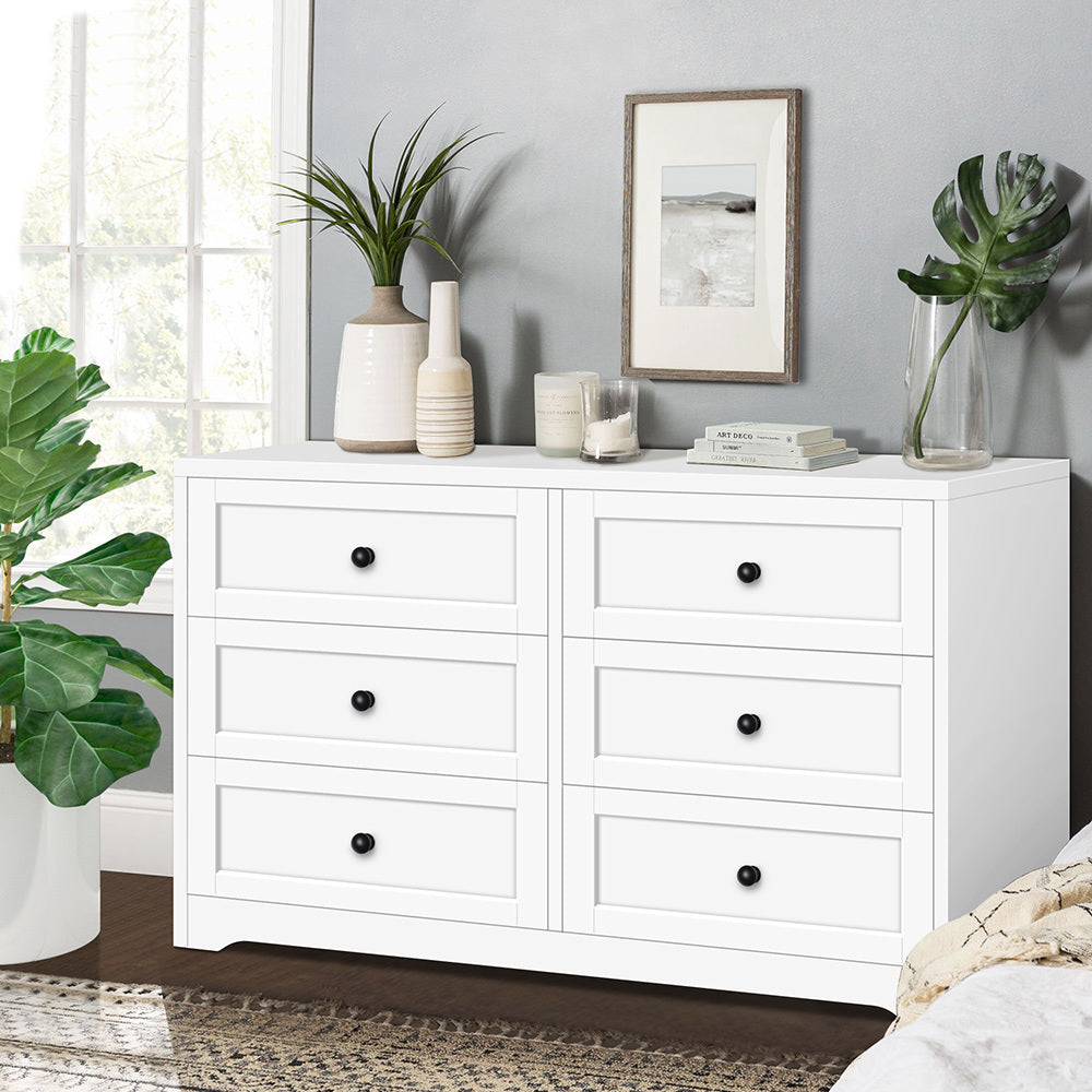 ALFORDSON 6 Chest of Drawers Hamptons Storage Cabinet Dresser Tallboy White