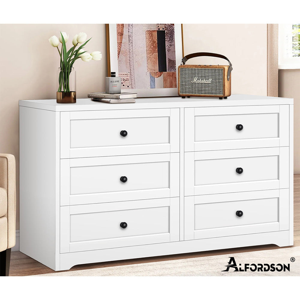 ALFORDSON 6 Chest of Drawers Hamptons Storage Cabinet Dresser Tallboy White