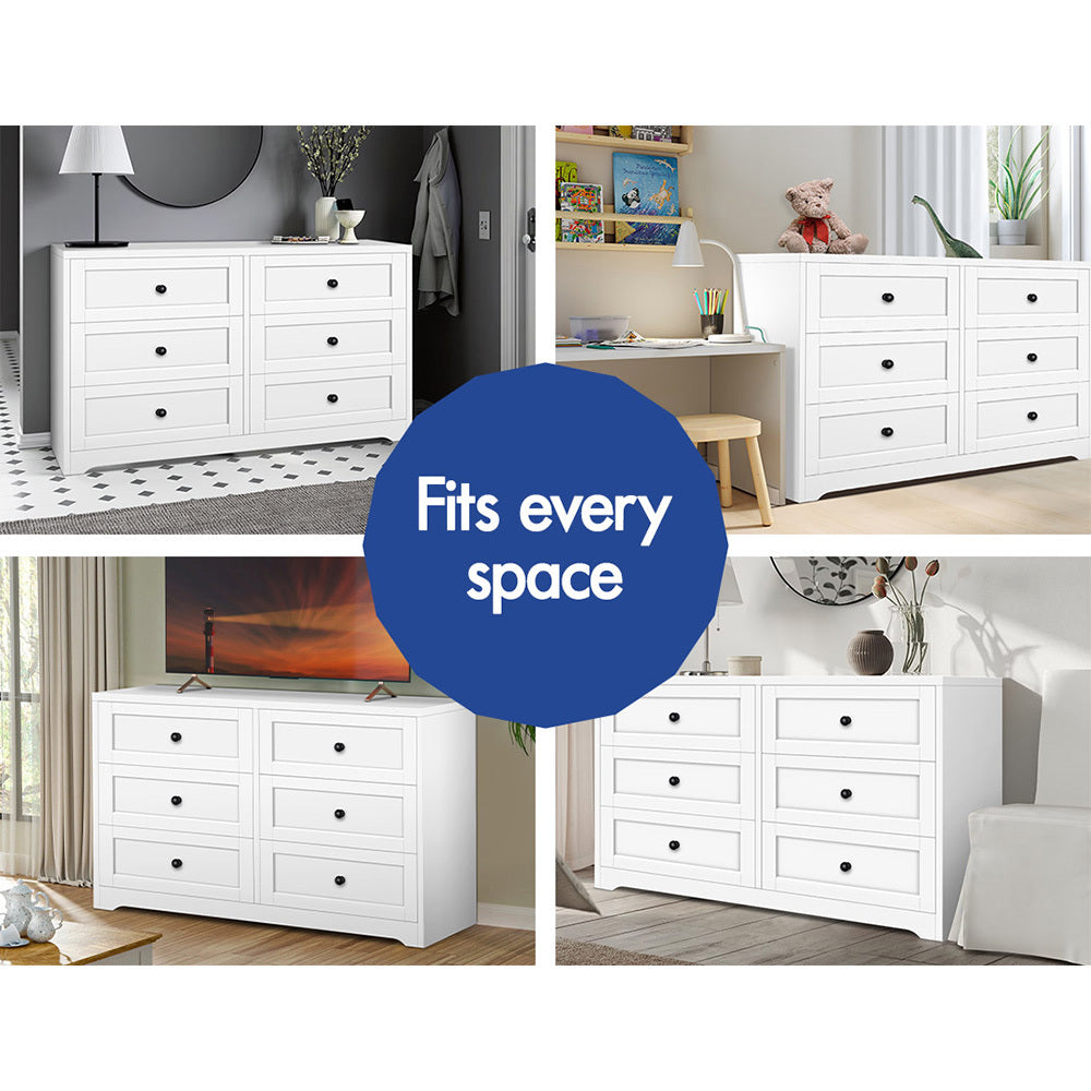 ALFORDSON 6 Chest of Drawers Hamptons Storage Cabinet Dresser Tallboy White