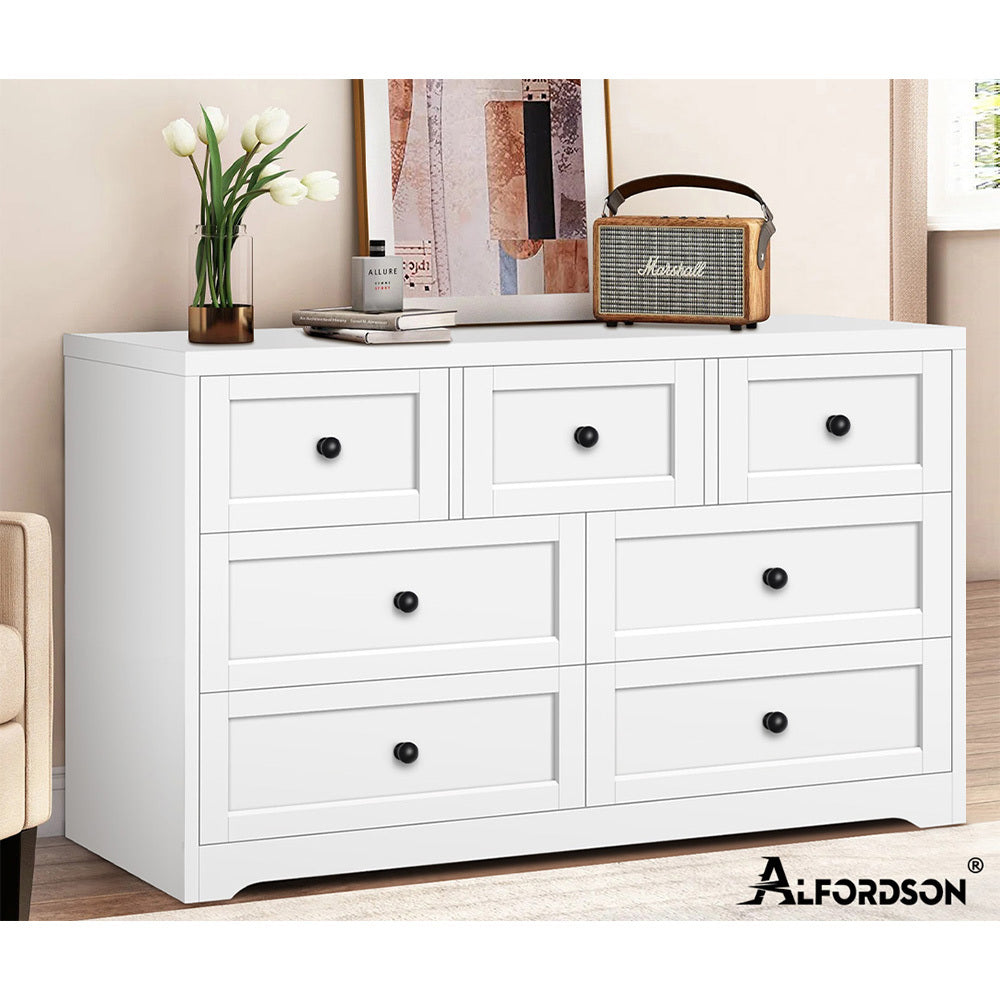 ALFORDSON 7 Chest of Drawers Hamptons Storage Cabinet Dresser Tallboy White