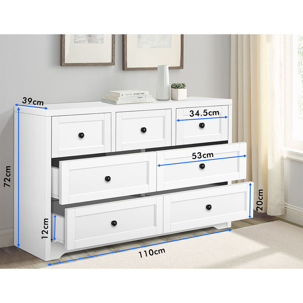 ALFORDSON 7 Chest of Drawers Hamptons Storage Cabinet Dresser Tallboy White