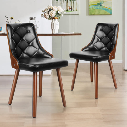 ALFORDSON 2x Dining Chairs Padded Tufted Glossy PU Leather Black