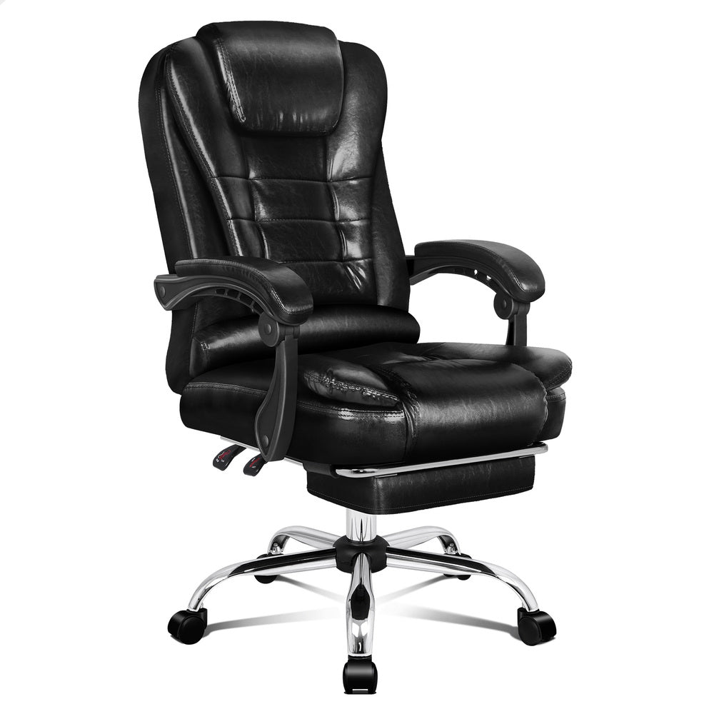 ALFORDSON Office Chair Gaming Executive Computer Racer PU Leather Seat Footrest Black