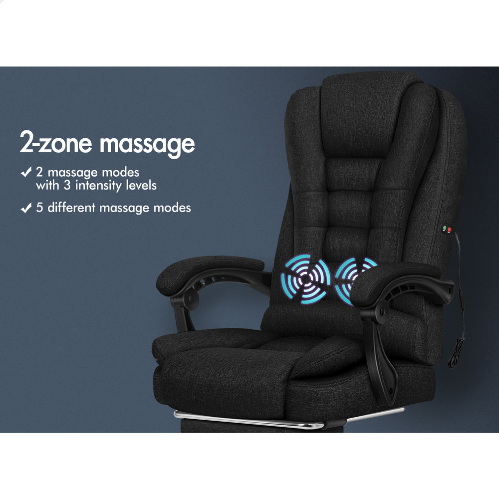 ALFORDSON Massage Office Chair Fabric Seat Black