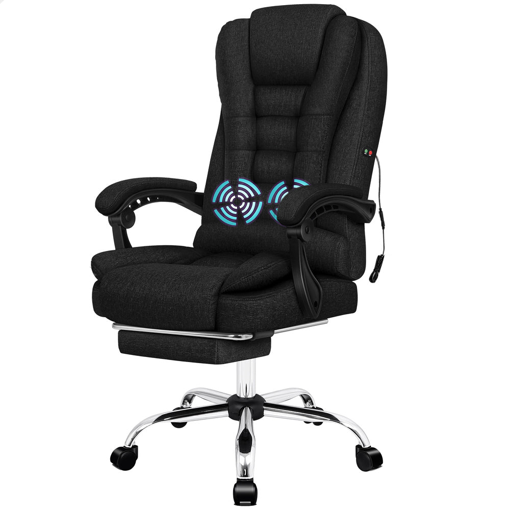 ALFORDSON Massage Office Chair Fabric Seat Black