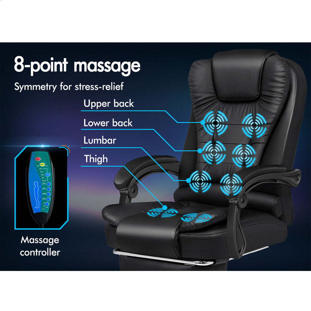 ALFORDSON Office Chair Massage Heated Seat Black