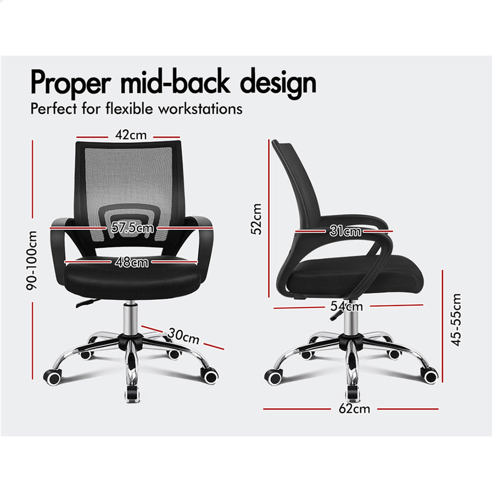 ALFORDSON Mesh Office Chair Mid Back Black