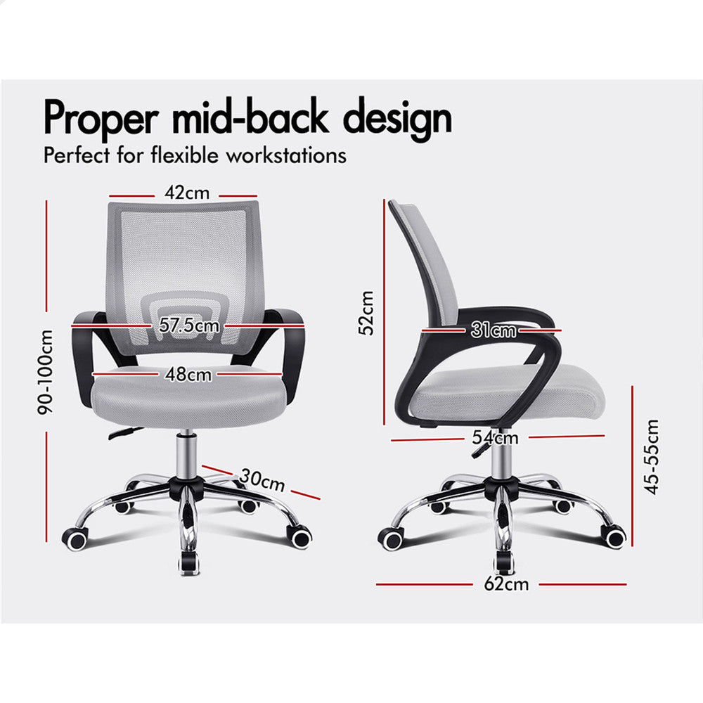 ALFORDSON Mesh Office Chair Mid Back Black Grey