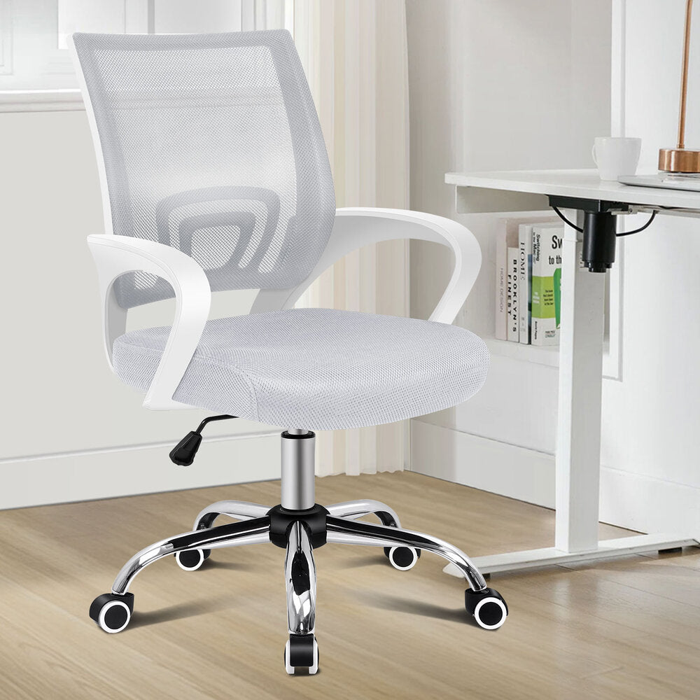 ALFORDSON Mesh Office Chair Mid Back White Grey