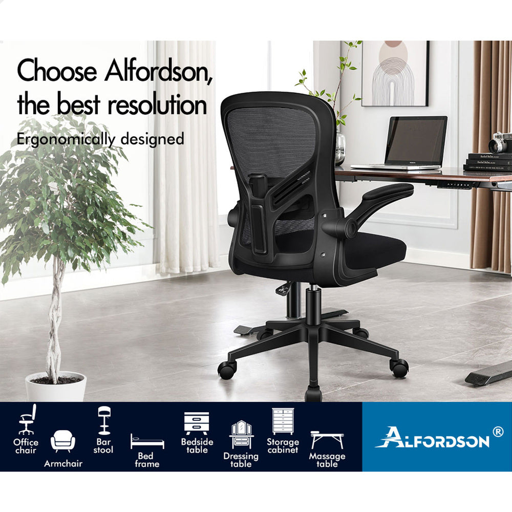 ALFORDSON Mesh Office Chair Executive Computer Tilt Fabric Seat Racing Work Black & White