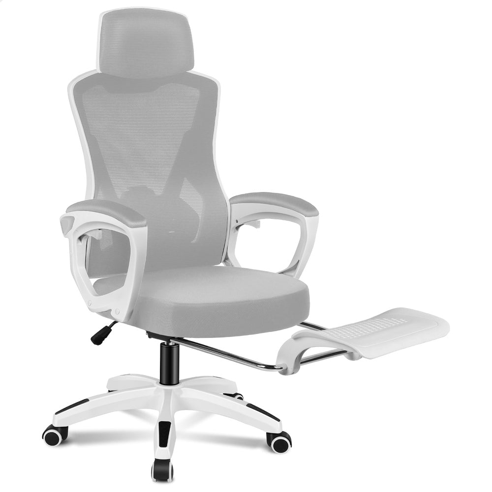 ALFORDSON Mesh Office Chair Gaming Executive Computer Recliner Study Work Seat White and Grey