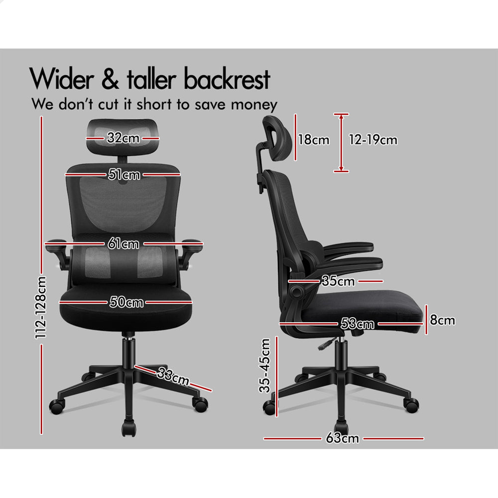 ALFORDSON Mesh Office Chair Gaming Executive Computer Tilt Fabric Seat Work Black And White