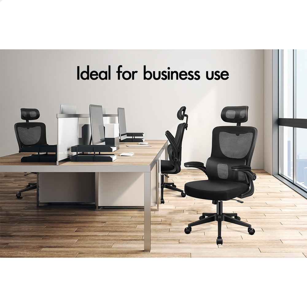 ALFORDSON Mesh Office Chair Gaming Executive Computer Tilt Fabric Seat Work Black And White