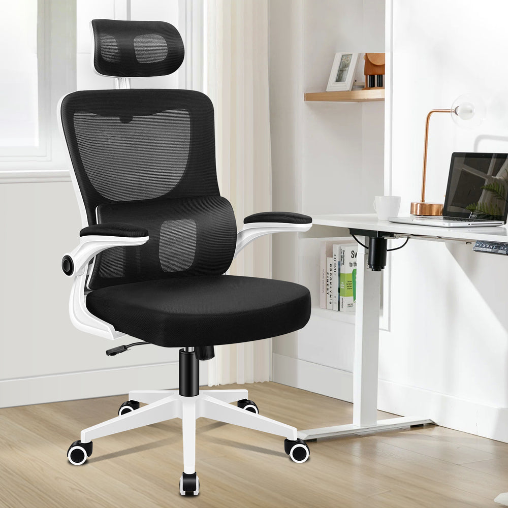 ALFORDSON Mesh Office Chair Executive Computer Fabric Seat Racing Tilt Study Work All Black