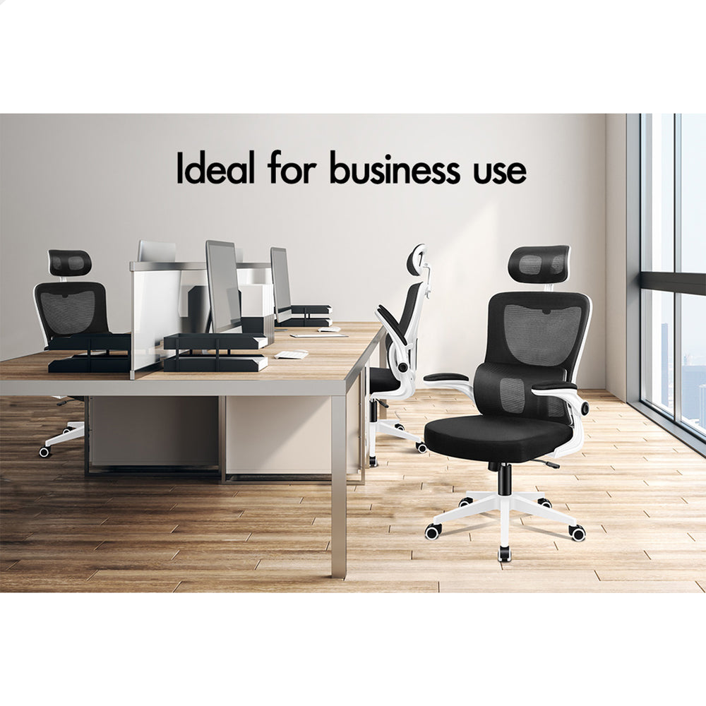 ALFORDSON Mesh Office Chair Executive Computer Fabric Seat Racing Tilt Study Work All Black