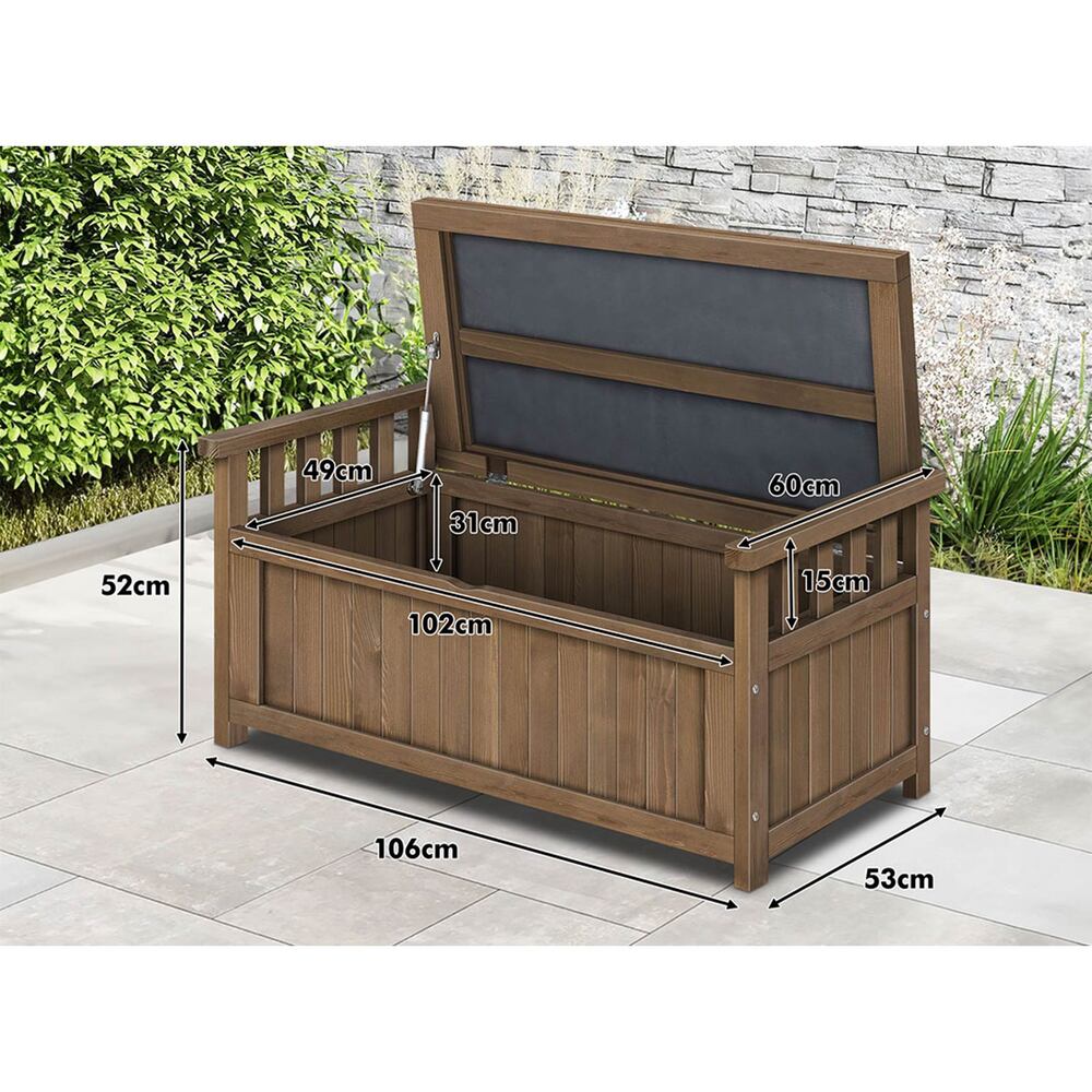 ALFORDSON Outdoor Storage Box Wooden Garden Bench Chest Tool Sheds Brown L