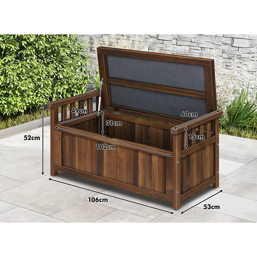 ALFORDSON Outdoor Storage Box Wooden Garden Bench Chest Tool Sheds Charcoal L