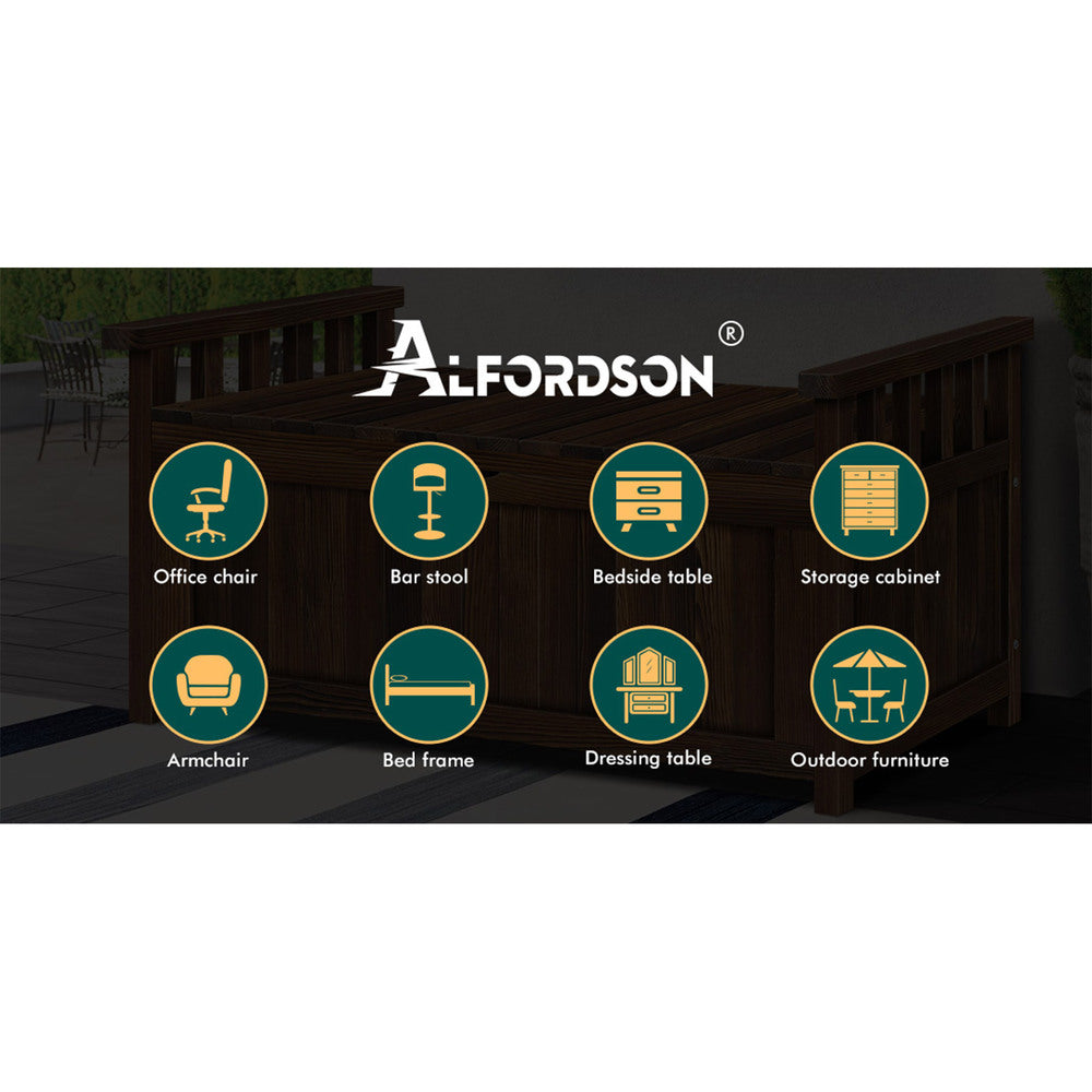 ALFORDSON Outdoor Storage Box Wooden Garden Bench Chest Tool Sheds Charcoal L