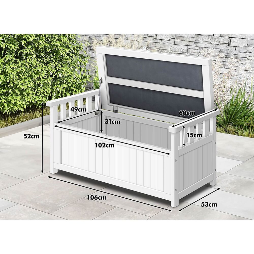 ALFORDSON Outdoor Storage Box Wooden Garden Bench Chest Tool Sheds White L