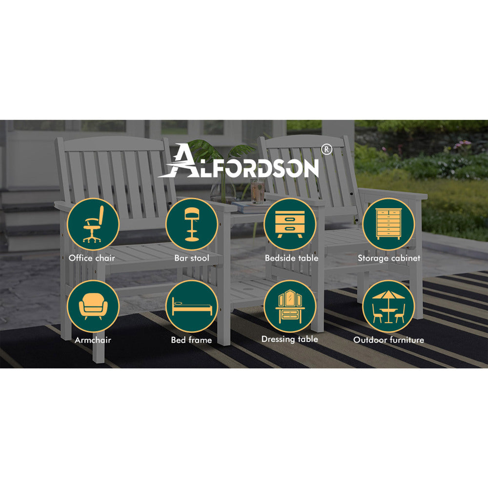 ALFORDSON Wooden Garden Bench Loveseat Outdoor Chairs Table Set Patio White