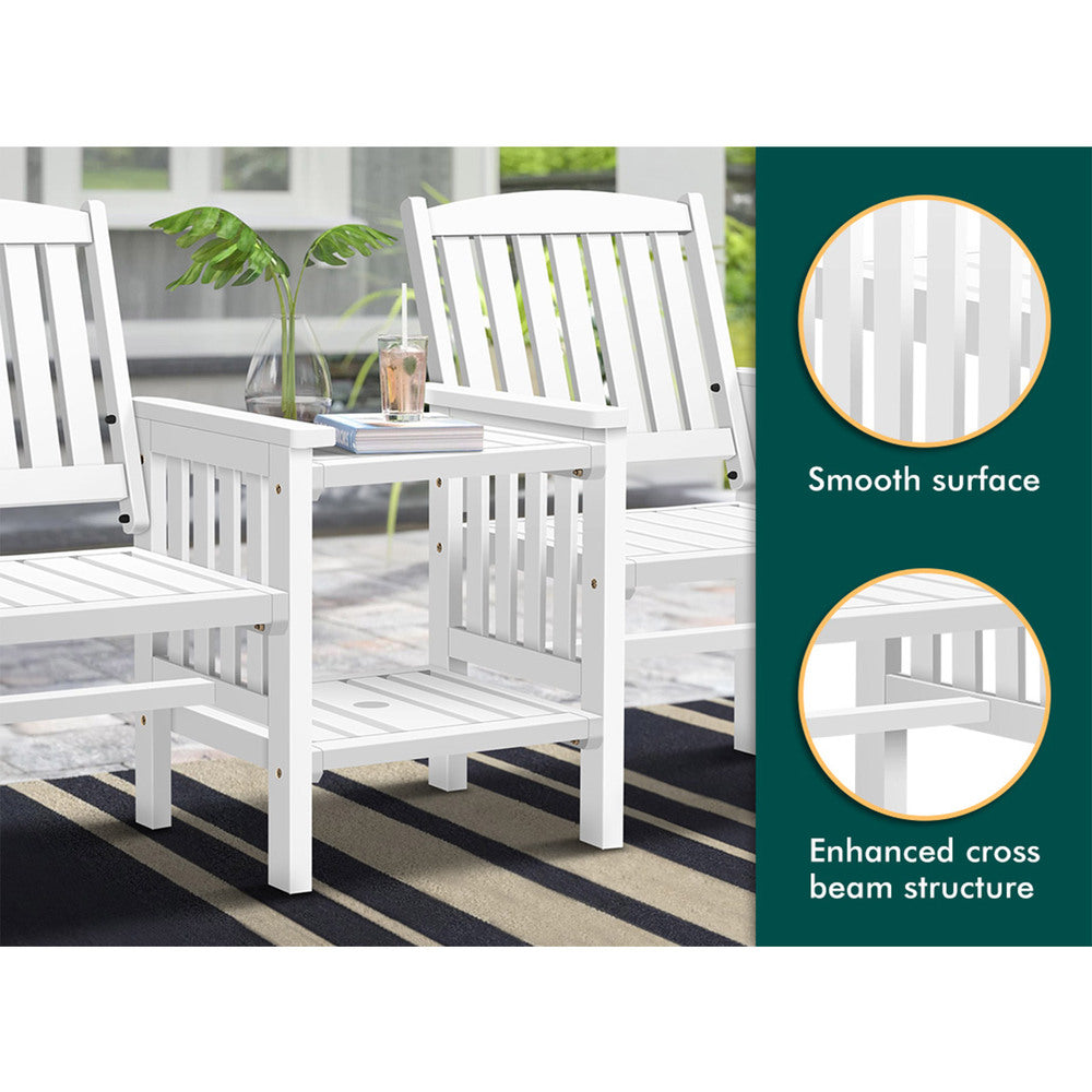 ALFORDSON Wooden Garden Bench Loveseat Outdoor Chairs Table Set Patio White