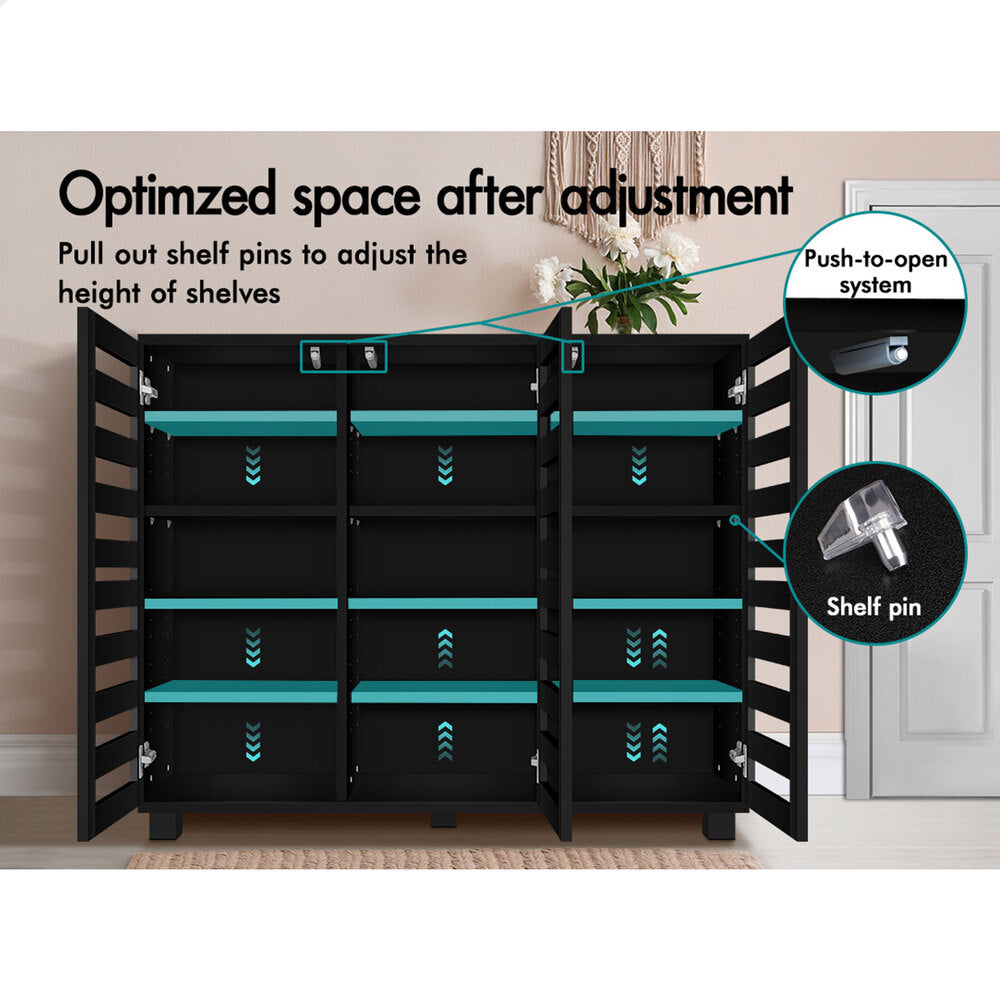 ALFORDSON Shoe Cabinet Organiser Storage Rack Drawer Shelf 30 pairs Black