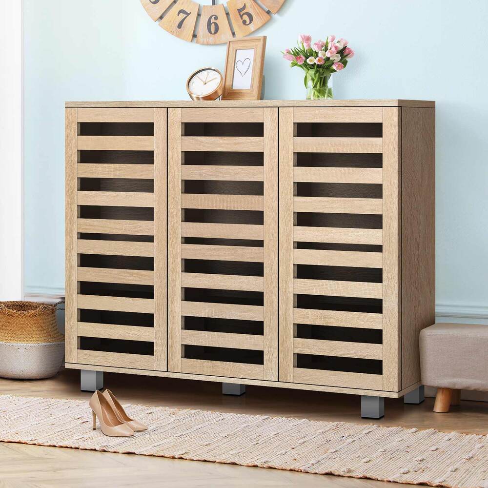 ALFORDSON Shoe Cabinet Organiser Storage Rack Drawer Shelf 30 pairs Oak