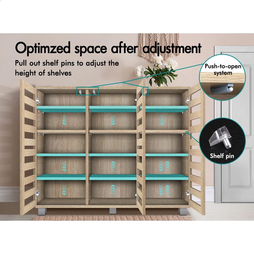 ALFORDSON Shoe Cabinet Organiser Storage Rack Drawer Shelf 30 pairs Oak