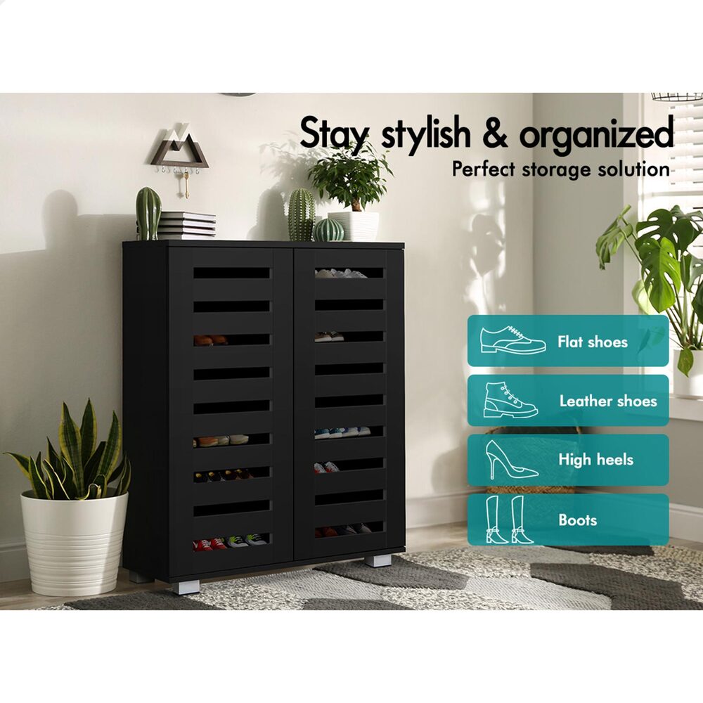 ALFORDSON Shoe Cabinet Organiser Storage Rack Drawer Shelf 21 pairs Black