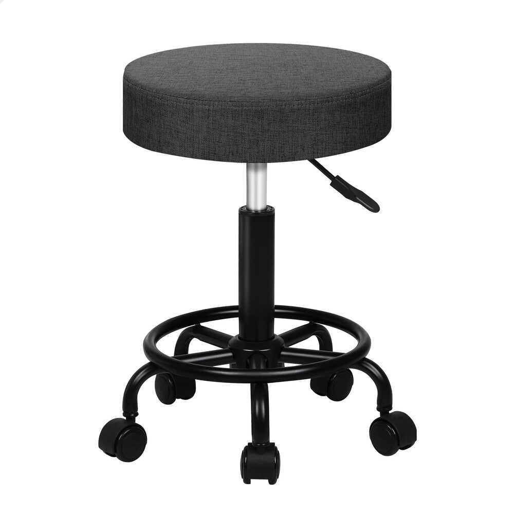 ALFORDSON Salon Stool Round Swivel Barber Hair Dress Chair Dark Grey Fabric