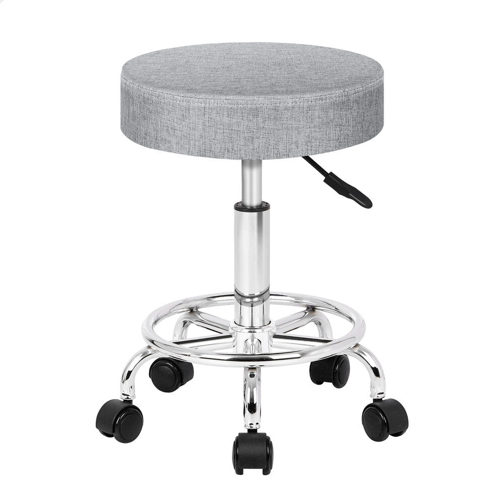 ALFORDSON Salon Stool Round Swivel Barber Hair Dress Chair Light Grey Fabric