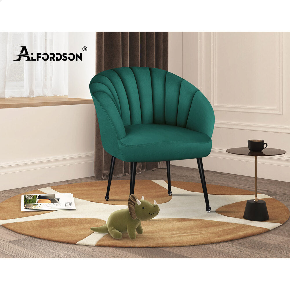 ALFORDSON Velvet Armchair Accent Chair Tub Lounge Sofa Couch Fabric Seat Green