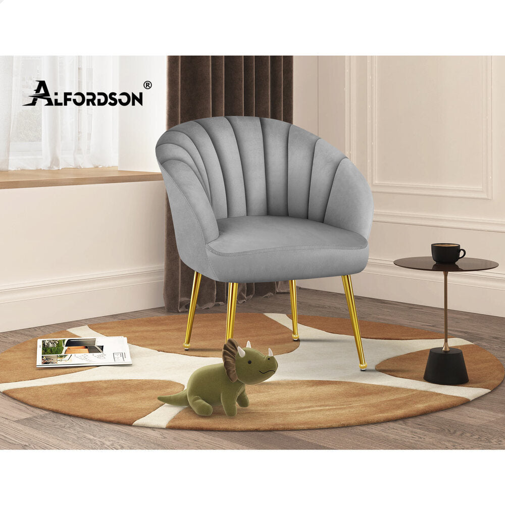 ALFORDSON Velvet Armchair Lounge Accent Chair Sofa Couch Fabric Seat Grey