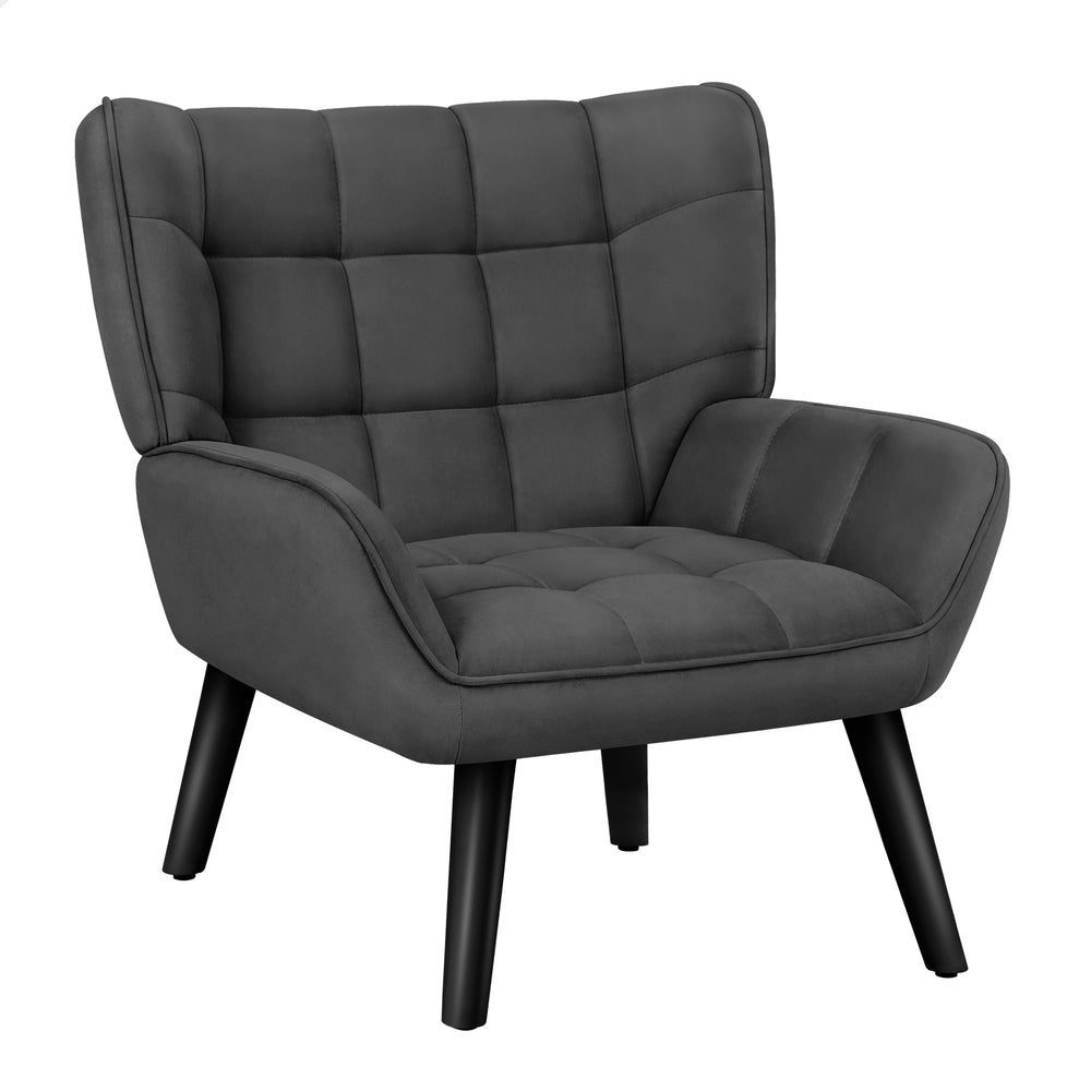 ALFORDSON Armchair Accent Tub Chair Lounge Sofa Couch Velvet Seat Wood Grey