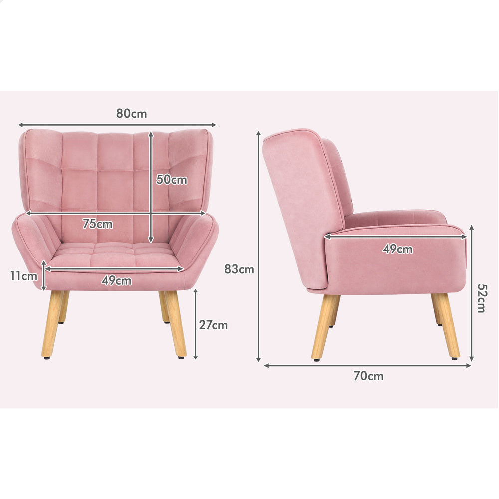 ALFORDSON Armchair Accent Chair Lounge Sofa Couch Velvet Tub Seat Wood Pink